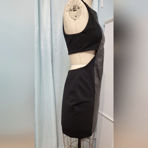 Leather panel cutout dress. - Picture 3 of 7